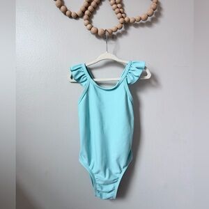 Cat & Jack Light Blue Ruffle Sleeve Swimsuit 2Y